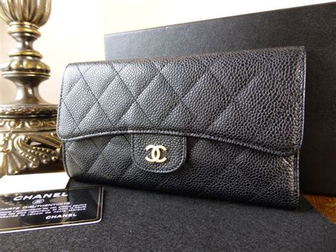 chanel continental wallet black gold